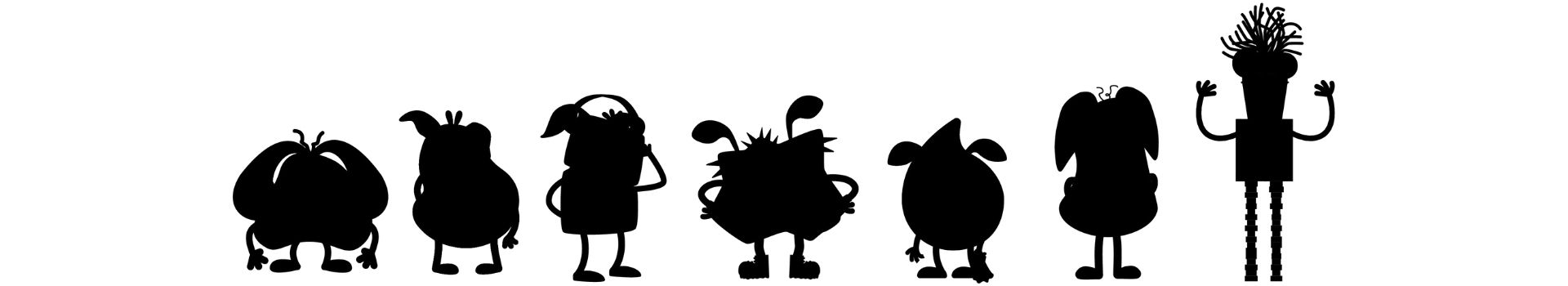 outline of monster characters in black silhouette
