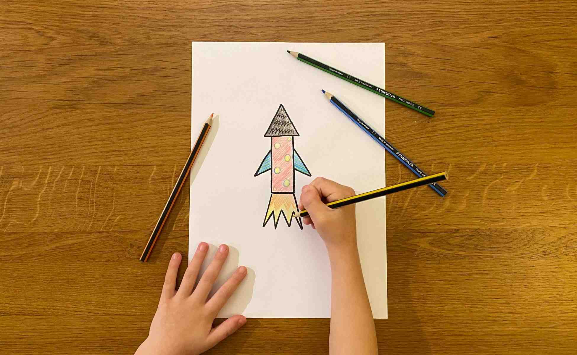 Step 2 Colour in the rocket - straw rockets - Winston's Wish